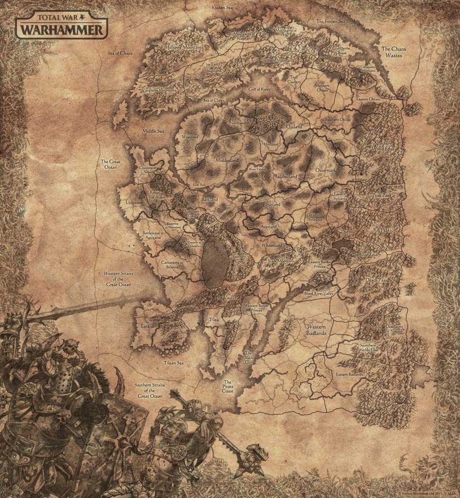 [02/12/2015] Eine frühe Version der Provinzkarte zeigt in etwa die Umrisse der Alten Welt, dem Schauplatz von Total War: Warhammer.