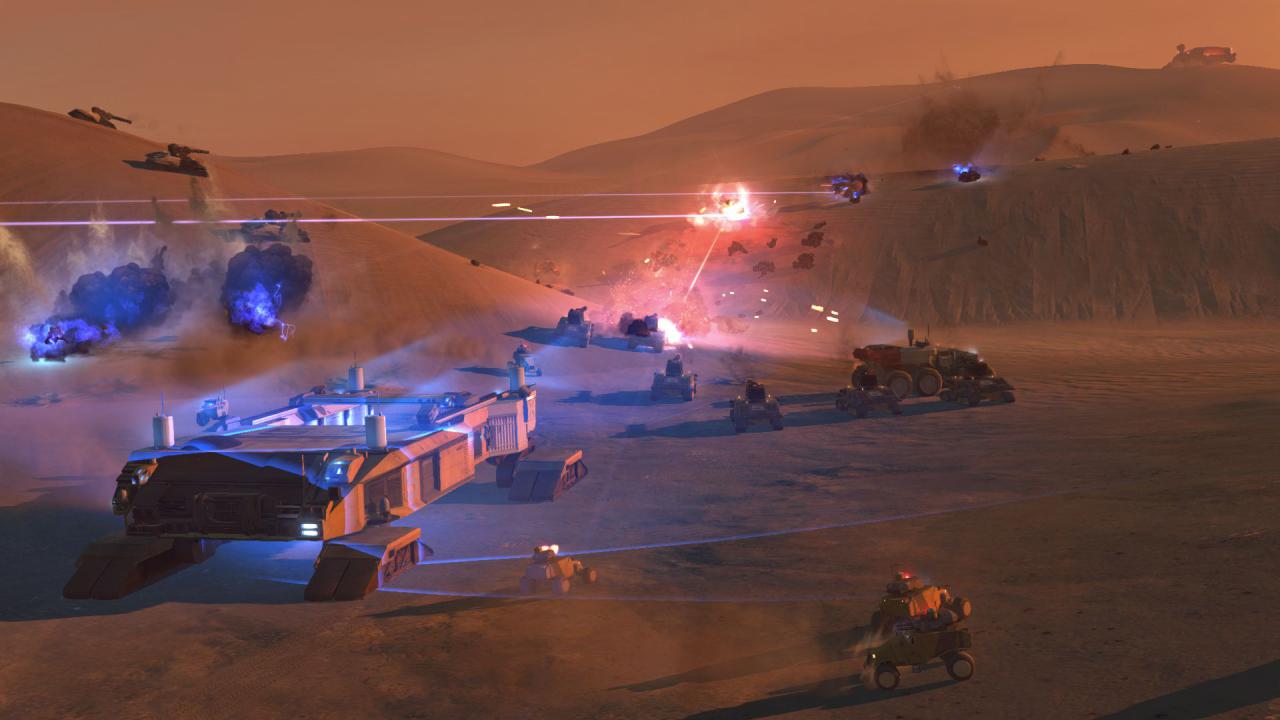 [19/01/2016] Die Unity-Engine in Homeworld: Deserts of Kharak bietet hübsche Effekte und macht sich ganz gut im gezeigten Wüstensetting.