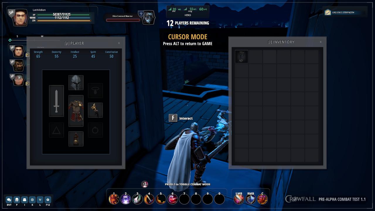 [09/02/2016] Alpha-Eindruck von Crowfall: Mit gefundenen Rüstungsteilen verbessern wir die Werte unseres Helden.