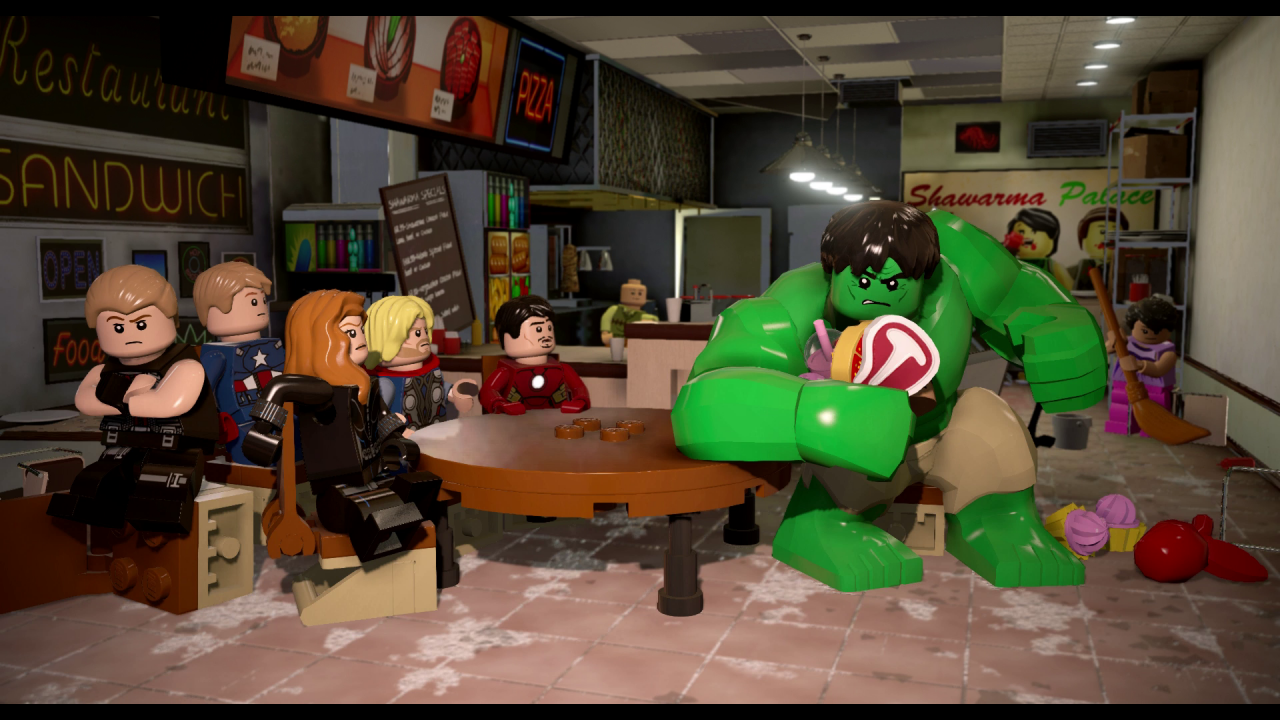 [05/02/2016] Der typische, alberne Lego-Humor funktioniert auch mit den Avengers ausgezeichnet. Hier möchte der gefräßige Hulk nicht mit seinen Kollegen teilen.