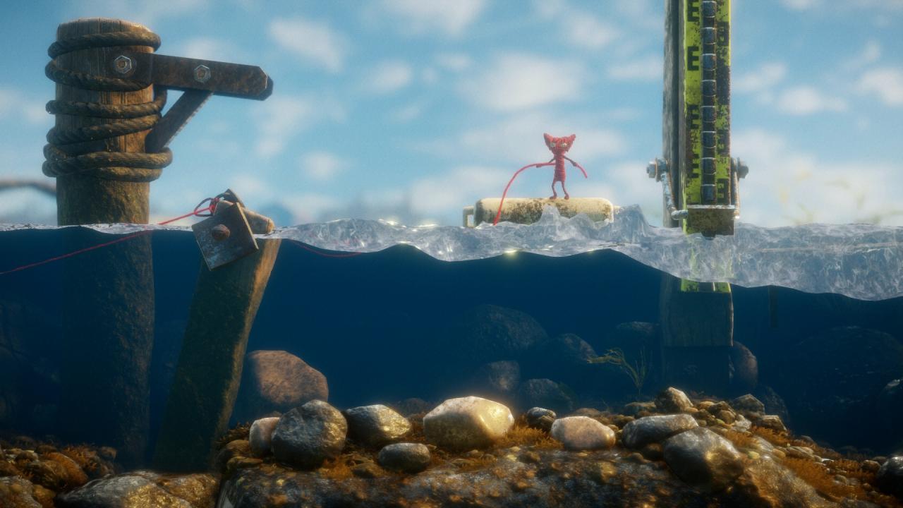 [04/02/2016] Yarny kann ertrinken - darum lassen wir ihn in dieser Szene auf einem Gegenstand surfen.