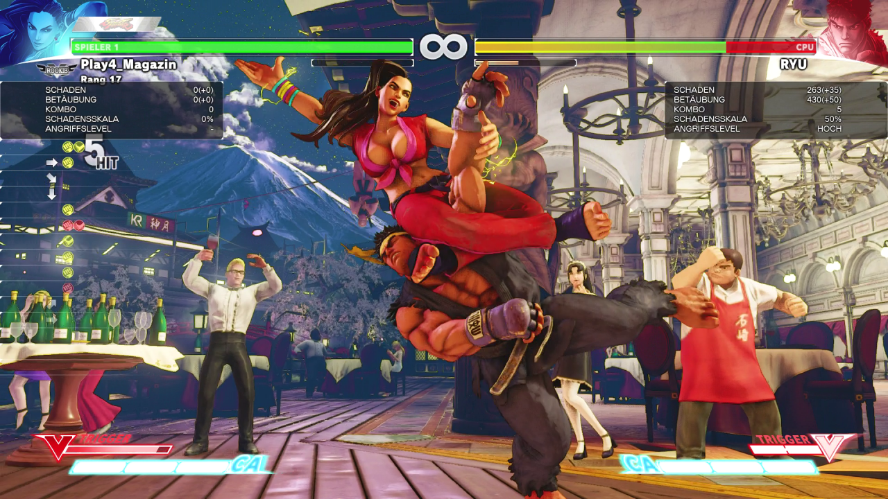 [15/02/2016] Life's a party: Ohne Übung wird euch in Street Fighter 5 schnell die Puste ausgehen. Einige Standardcombos solltet ihr euch also schnell antrainieren.
