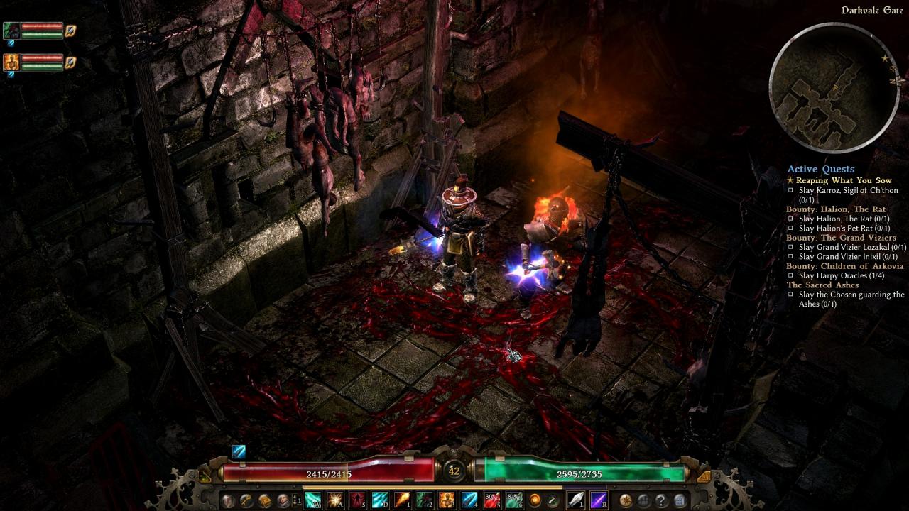 [02/03/2016] Blut und Eingeweide sind reichlich zu sehen. Grim Dawn ist wesentlich härter als Titan Quest.