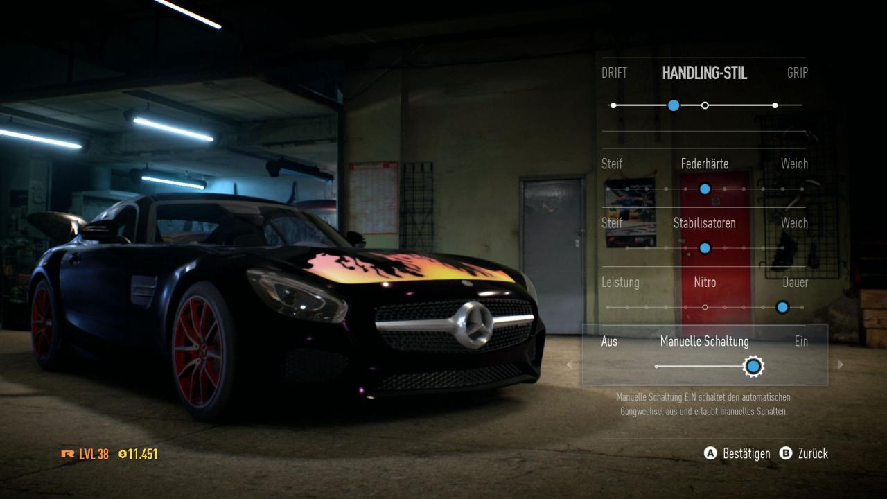 [09/03/2016] Das Fahrzeug-Handling lässt sich in Need for Speed detailiert anpassen - oder aber man dreht nur am Hauptschalter und erspart sich die Einzelheiten (PC).