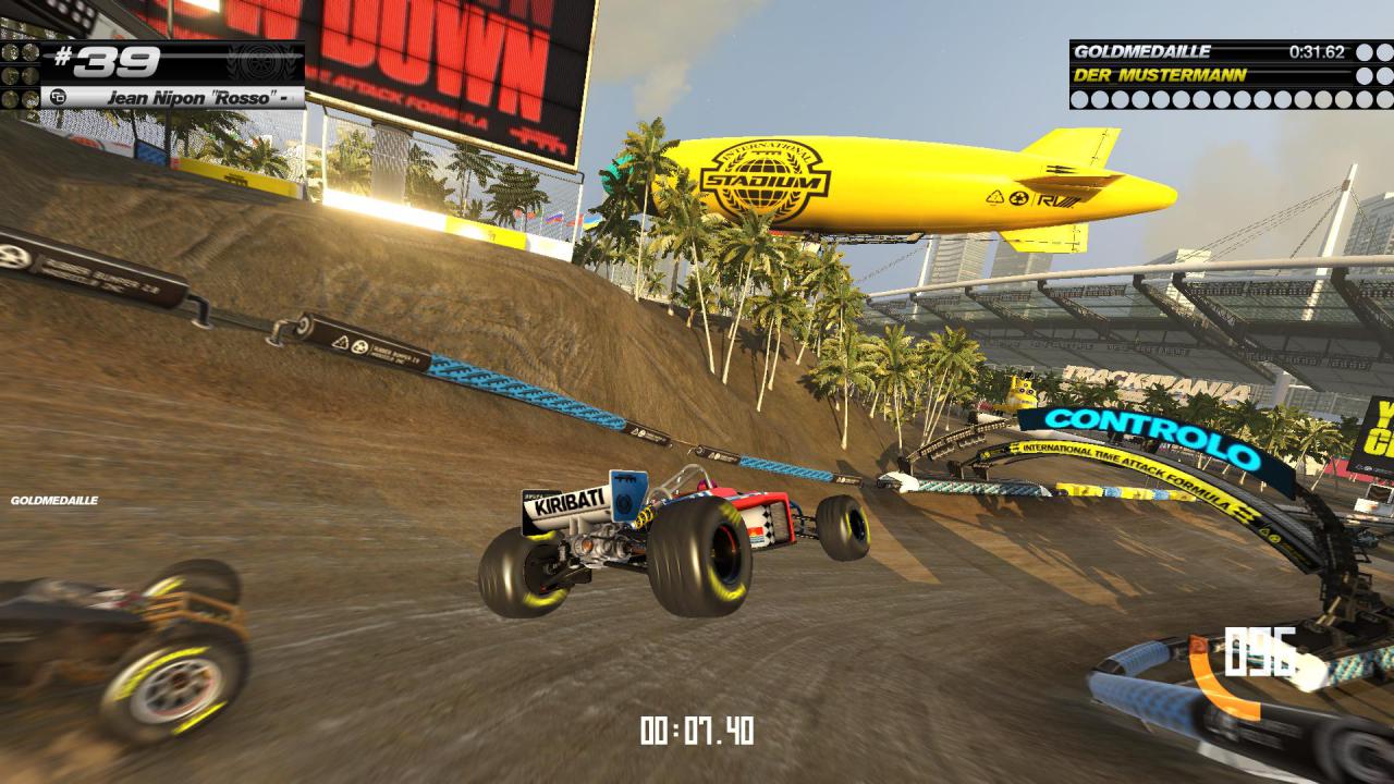 Die filigranen Fahrzeuge der International-Stadium-Serie von Trackmania Turbo haben es auf Schotterpisten schwer und verlieren allzu leicht die Bodenhaftung.