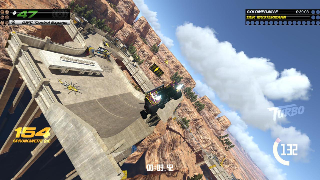 Manchmal übertreibt es Trackmania Turbo fast: Waghalsige Sprünge, Loopings und Steilkurven sorgen mitunter für ein mulmiges Gefühl in der Magengrube.