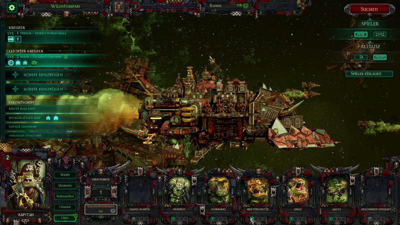 Jede Fraktion hat ihr eigenes Werft-Design, hier die Ork-Fraktion.