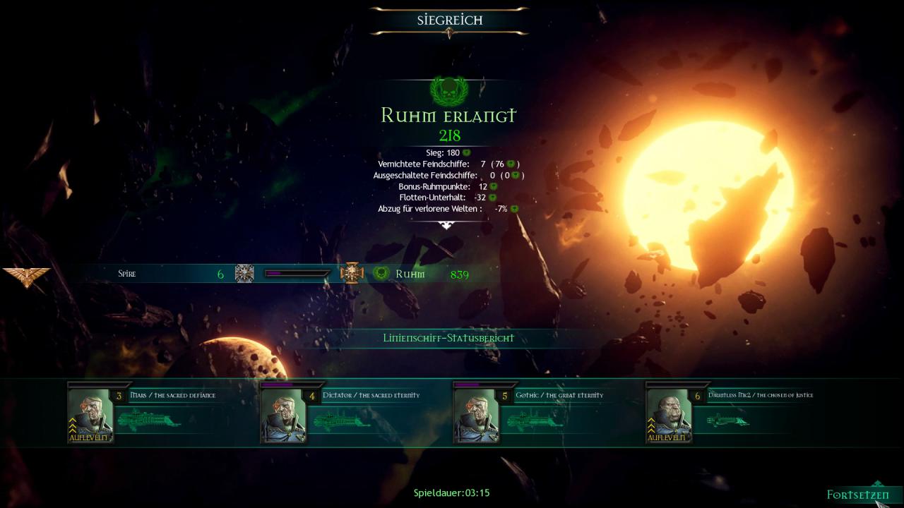 Ruhm ist die einzige Ressource im Spiel. Damit finanzieren wir sämtliche Flottenaktivitäten.