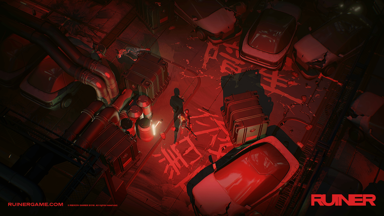 Spielerisch erinnert Ruiner an Hotline Miami und Co, der Stil ist aber ein ganz eigener.