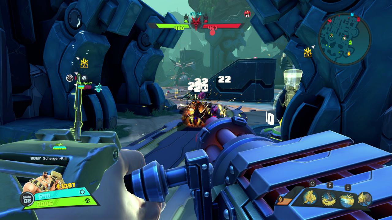 [10/05/2016] Battleborn im Test: In den MOBA-ähnlichen Mehrspielermodi müssen wir dafür sorgen, dass die feindlichen Schergen ihr Ziel nicht erreichen.