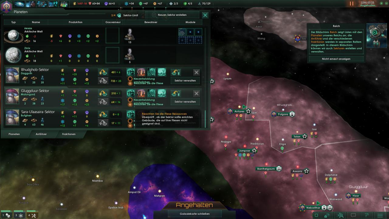 Stellaris Sektoren