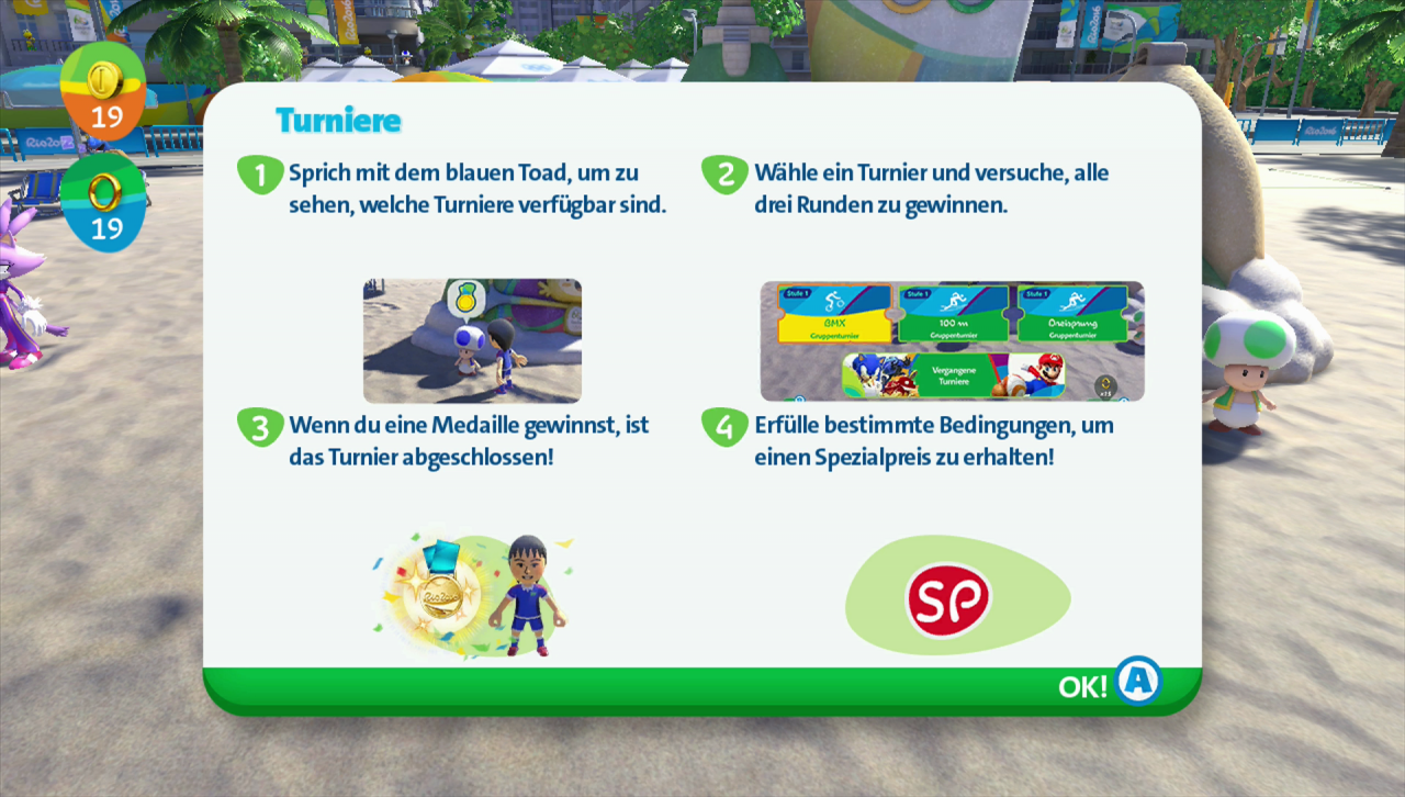 [23/06/2016] Rio 2016 macht einen tollen Job bei der schnellen, übersichtlichen Erklärung von Kleidung-, Turnier- und natürlich Minigame-Regeln. Toll für Spontan-Mitspieler!