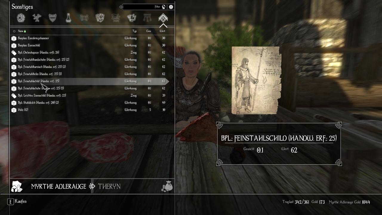 [05/07/2016] Enderal: Baupläne bilden die Grundlage für das Crafting im Spiel.
