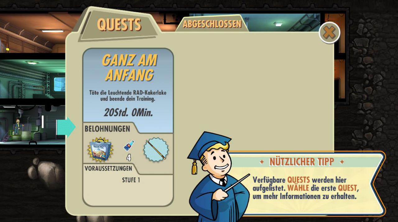 [19/07/2016] Im Questmenü startet ihr die erste Aufgabe.