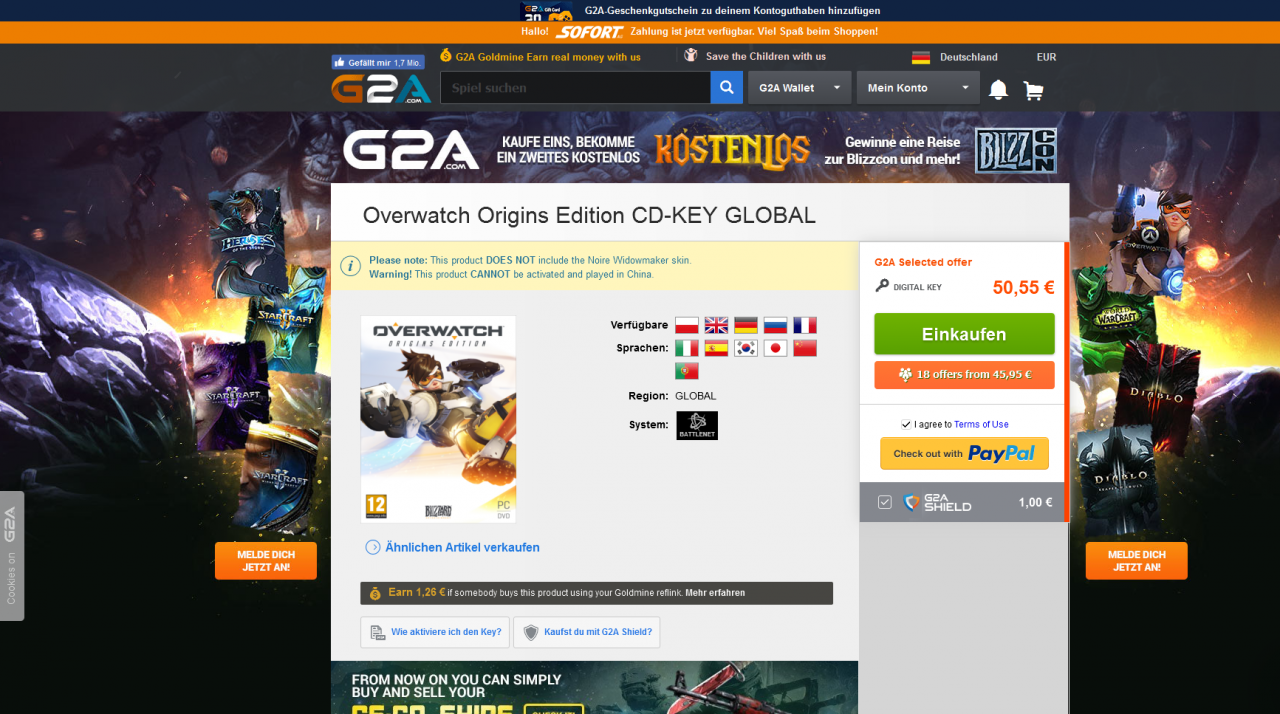 G2A: Die Homepage
