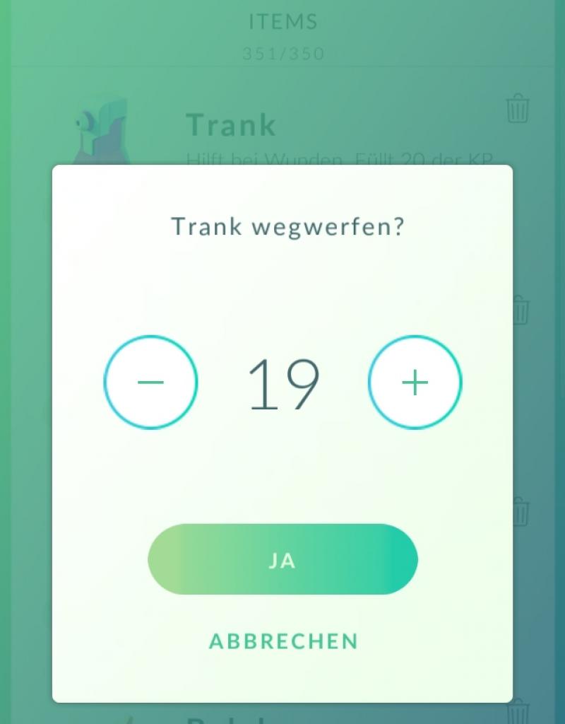 [22/07/2016] Pokémon GO: Items wegwerfen