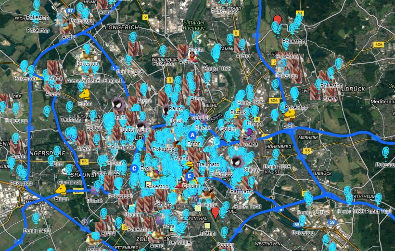 [15/07/2016] Pokémon Go Karte in Köln: Findet alle Pokémon und PokéStops!