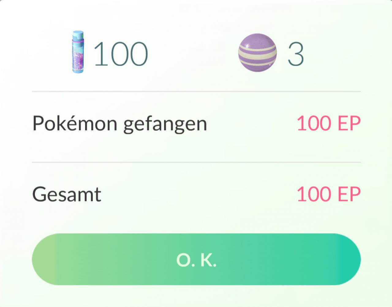 [12/07/2016] Wilde Pokémon fangen ist lukrativ: 100 Sternenstaub und drei Bonbons gibt's für jedes erbeutete Monster, das sich bereits im Pokédex befindet.