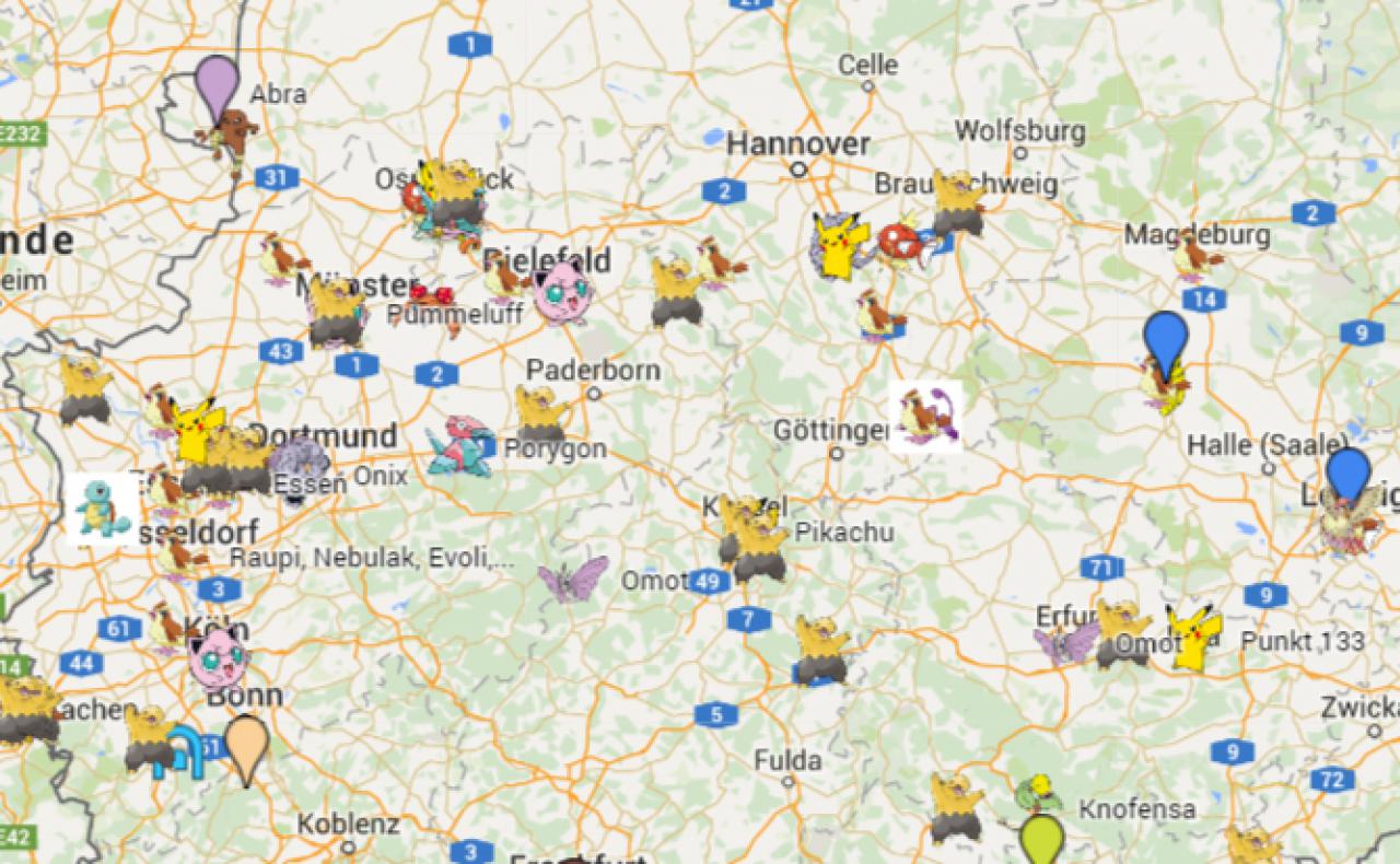[15/07/2016] Pokémon GO: Karte Deutschlands - Fundorte aller Pokémon verzeichnet (3)