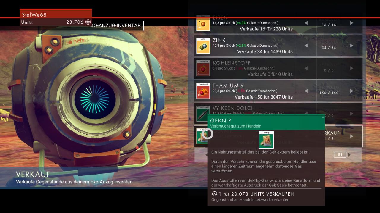 Alien-Artefakte lassen sich für gutes Geld an Handelsterminals verkaufen.