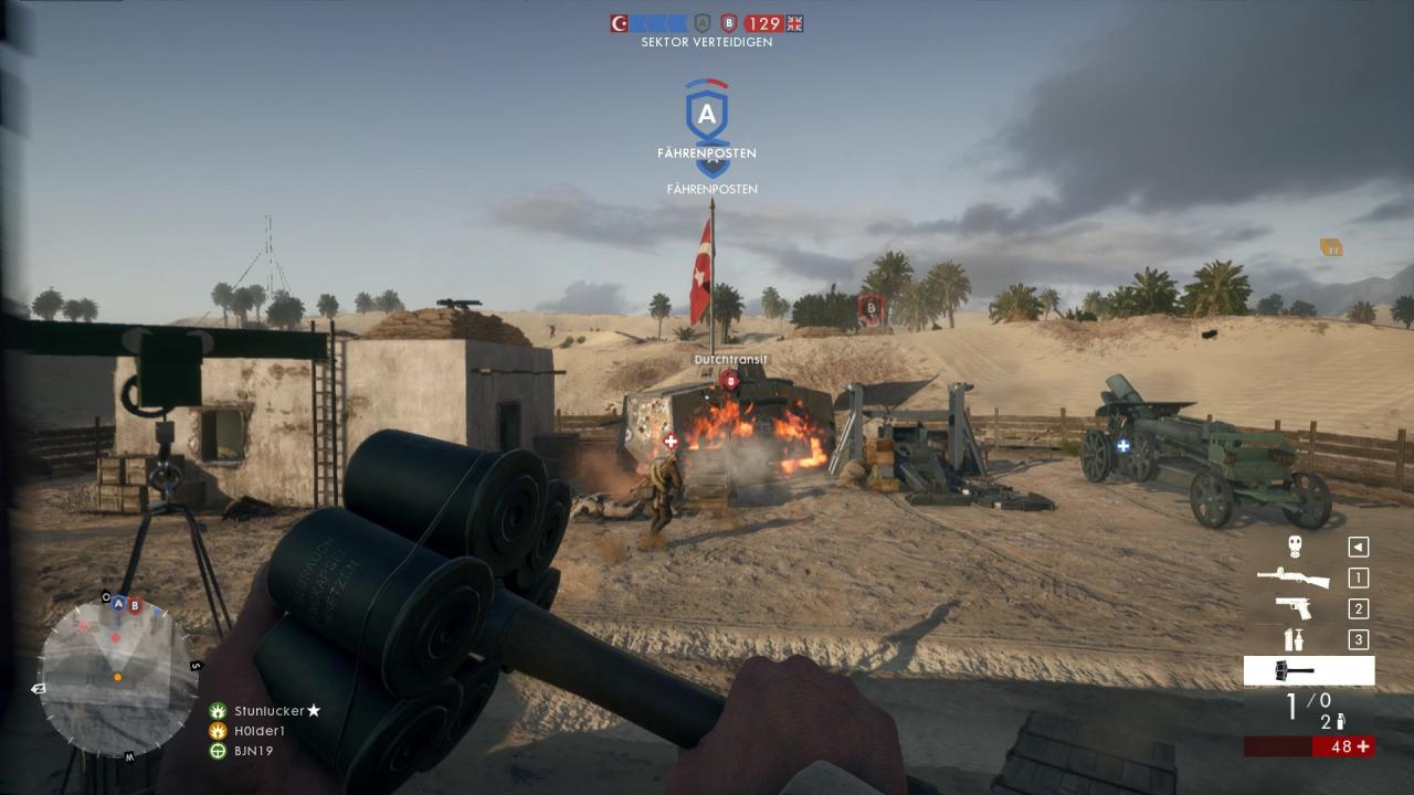 [23/10/2016] Battlefield 1: Sturmsoldat / Assault - Mit der dicken Panzerabwehrgranate geht es dem Tank an den Kragen.