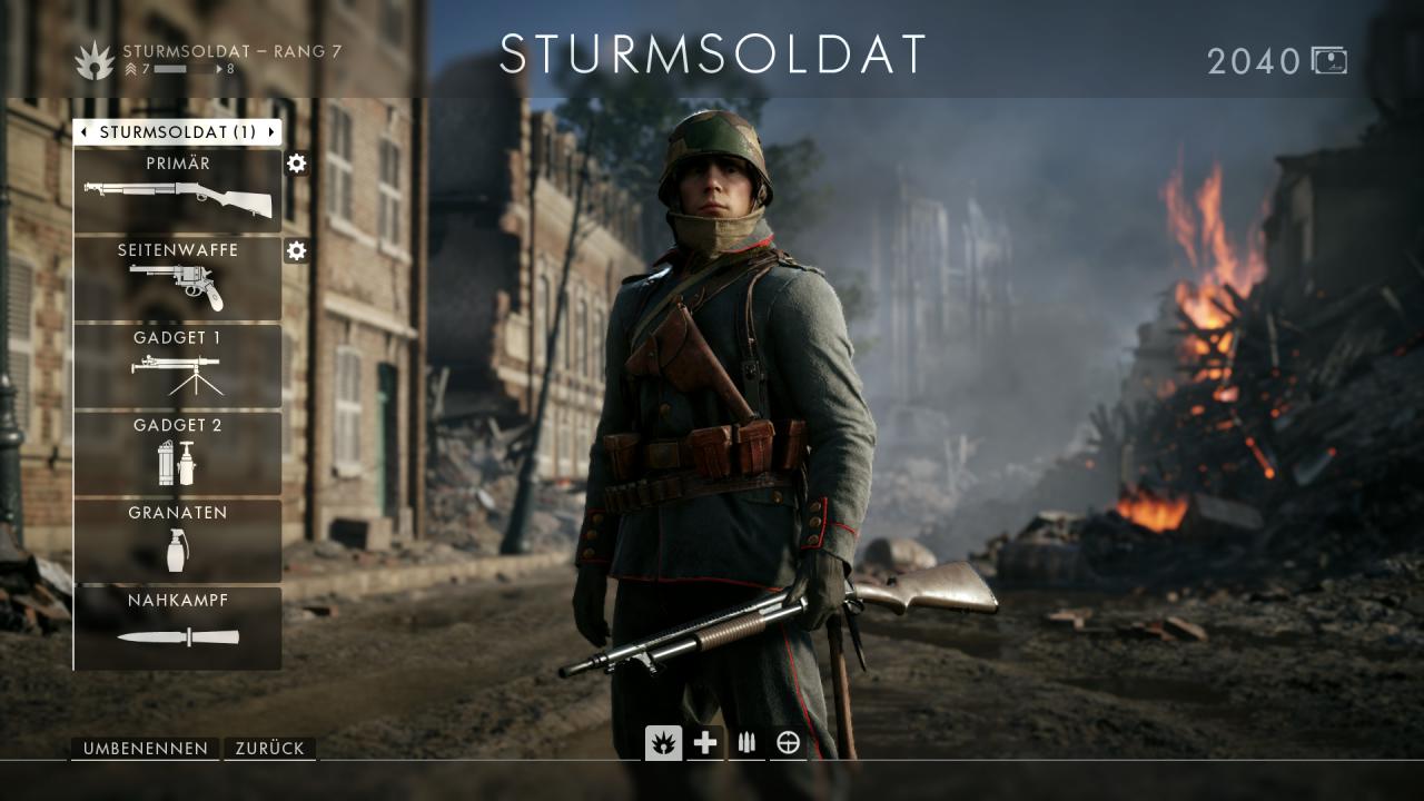 [28/10/2016] Battlefield 1: Mit Shotgun, Maschinenpistole und Granate: Der Sturmsoldat bildet die Speerspitze des Teams.