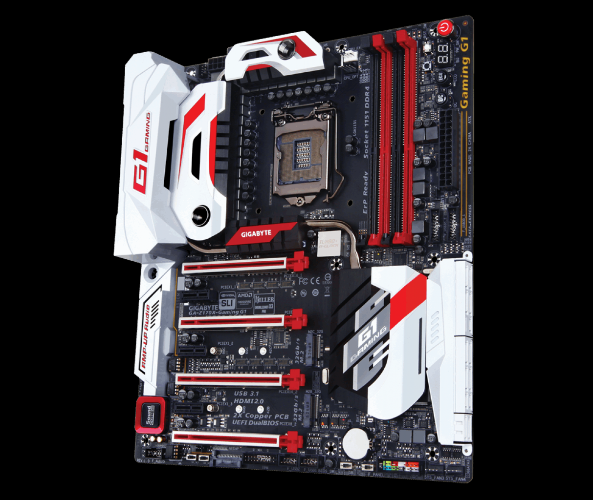 [22/12/2016] Mainboards mit Z170-Chipsatz sind zum Übertakten eines Core i5-6600K oder i7-6700K geeignet. (Hier: Gigabyte GA Z170X Gaming G1)