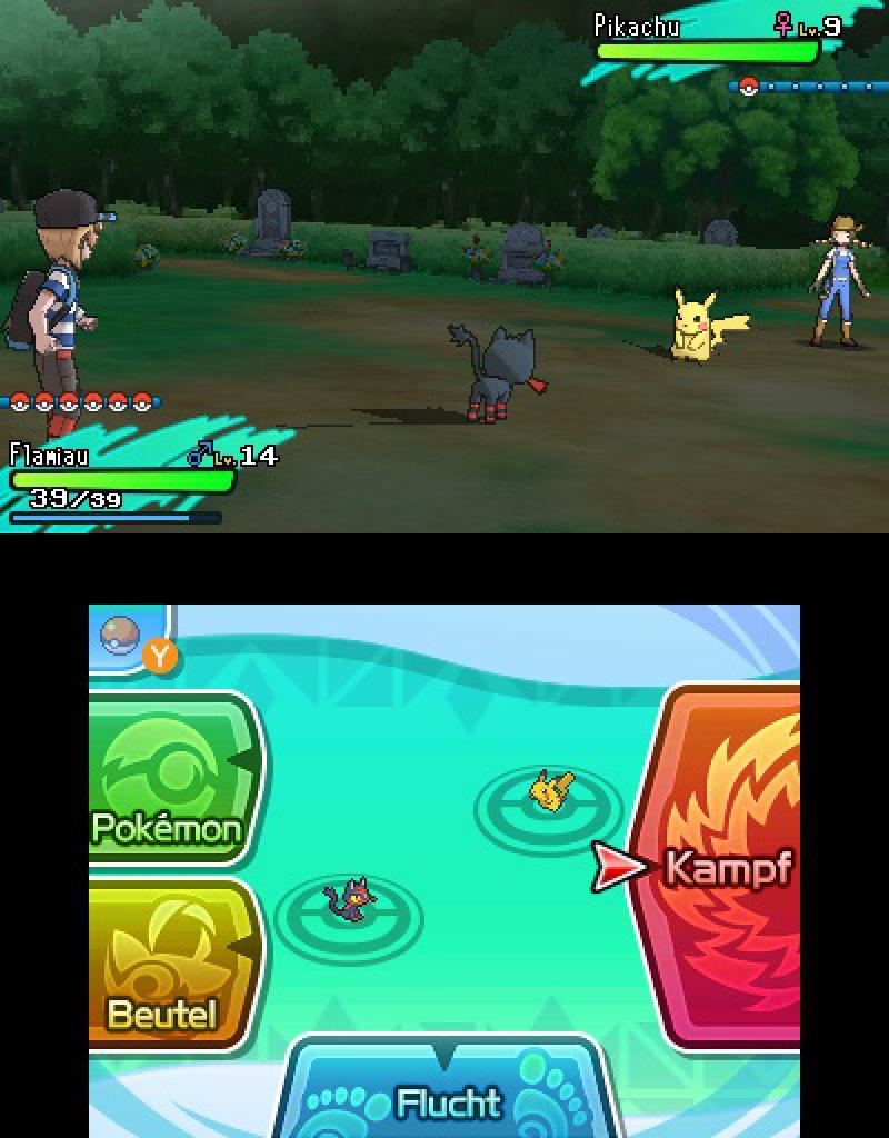 [02/12/2016] Das Kampfmenü in Pokémon Sonne und Mond.