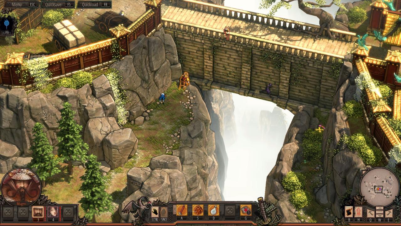 Mission 4: Aiko und Mugen können unten am Rand der Brücke entlang und so die Schlucht überqueren.