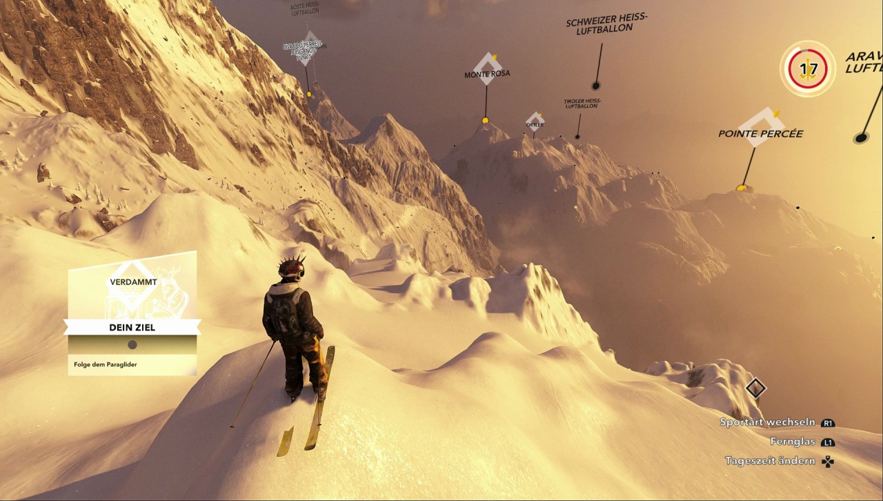 [08/12/2016] Die Aussicht ist in Steep stets beeindruckend. Auch aus der ferne kann man bereits die verschiedenen Gebiete und Challenges erkennen.