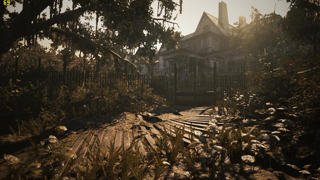 Resident Evil 7 in Full HD mit maximalen Details und aktiviertem Interlaced-Modus. Nur jede zweite Bildzeile wird tatsächlich berechnet, danach ein ganzes Bild aus zwei Frames und temporaler Verechnung erzeugt. Dies bringt Leistung, geht aber mit einem recht starken Optikverlust einher und spart nur relativ wenig Grafikspeicher.