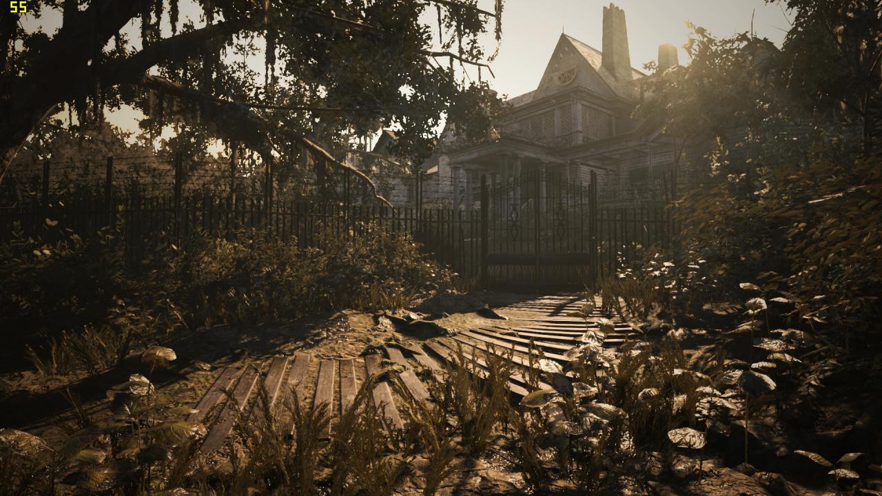 Resident Evil 7 in Full HD mit maximalen Details mit der GTX 970.
Die Leistung ist mäßig. Zwar erzielen wir Bildraten knapp unter 60 (Im Inneren und der günstigeren TAA-Glättung auch mal darüber), allerdings schwankt die Performance stark. Wir müssen für flüssige Frameraten im Grafikmenü nachhelfen.
