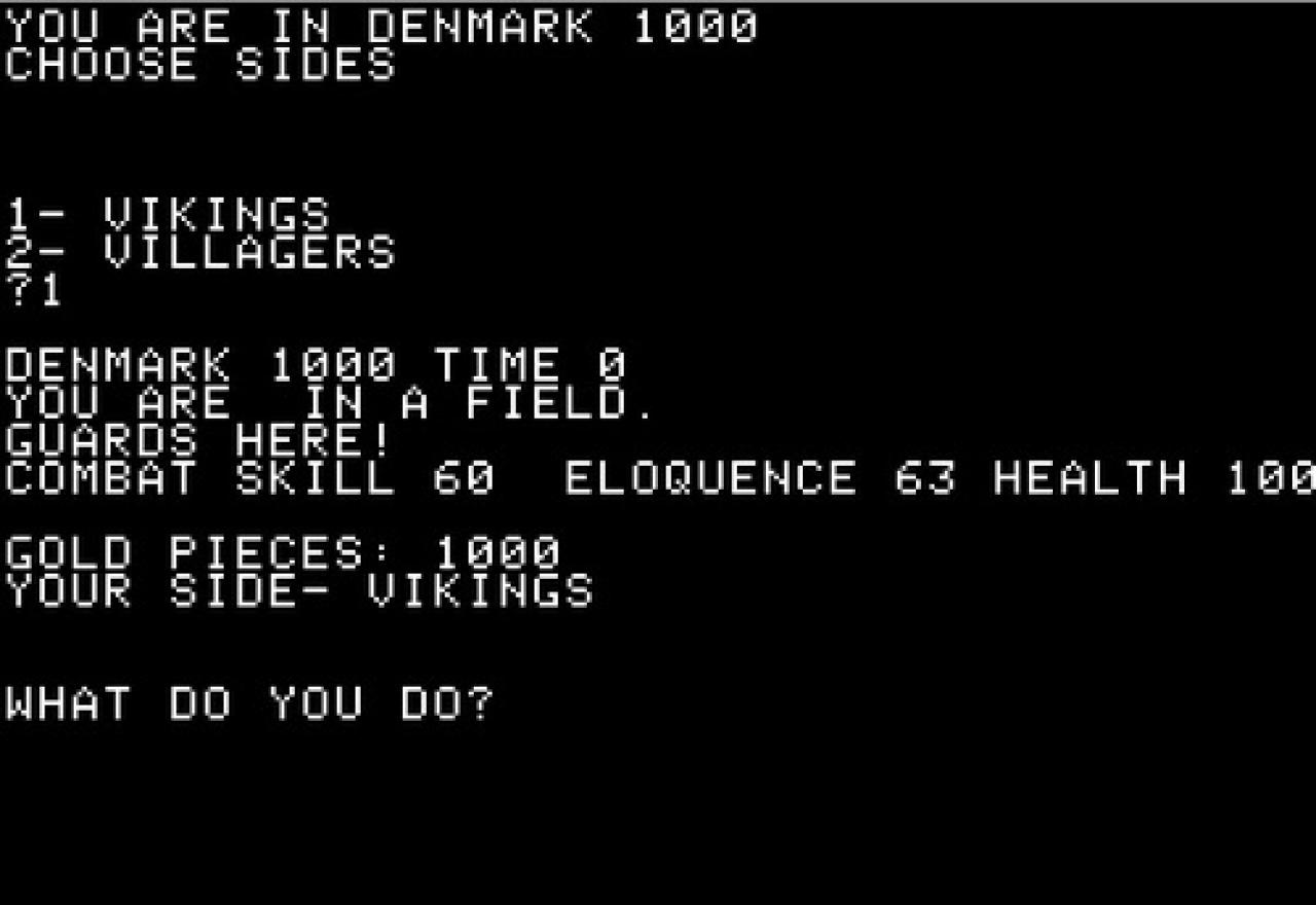 [19/01/2017] Das Text-Adventure schickte seine Spieler schon 1980 durch verschiedene Epochen der Geschichte (Screenshot: Apple-II-Version).