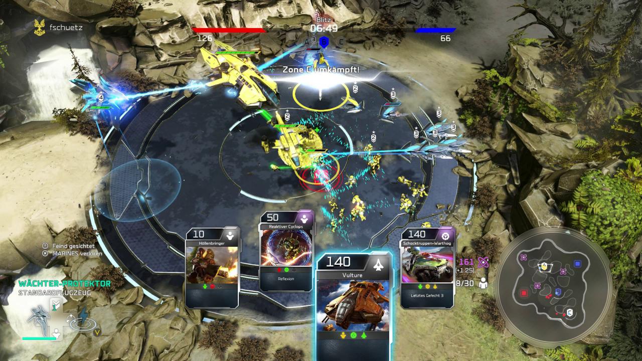 Wie in Battleforge werden Einheiten und Spezialfähigkeiten als Karten direkt auf dem Schlachtfeld ausgespielt.