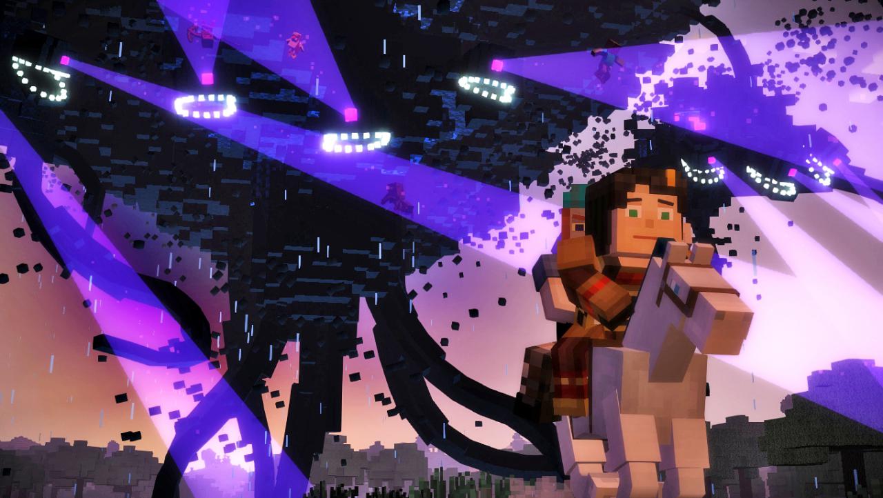[02/02/2017] Die Helden aus Minecraft: Story Mode flüchten vor dem wütenden Withersturm.