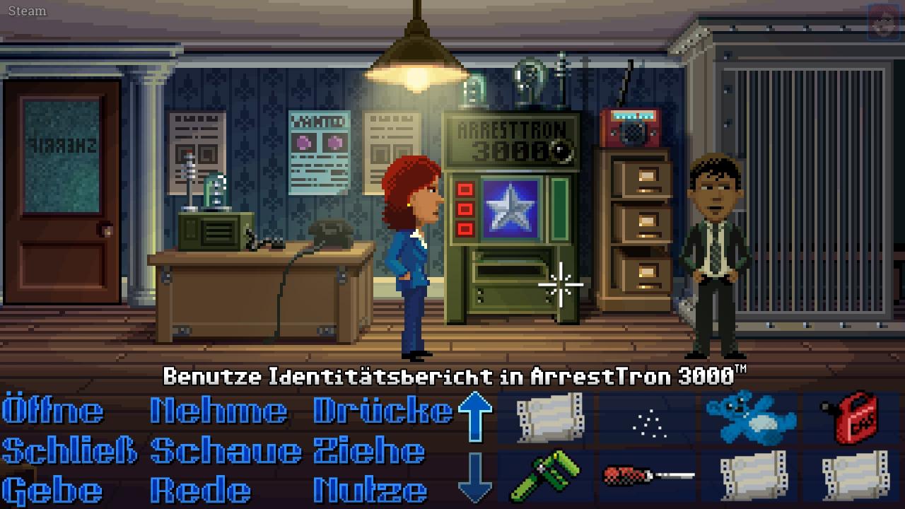 [30/03/2017] Wie bei Lucas Arts: Wer mag, kann sich die Befehlszeile auch klassisch über den Aktionsverben und dem Inventar einblenden lassen.