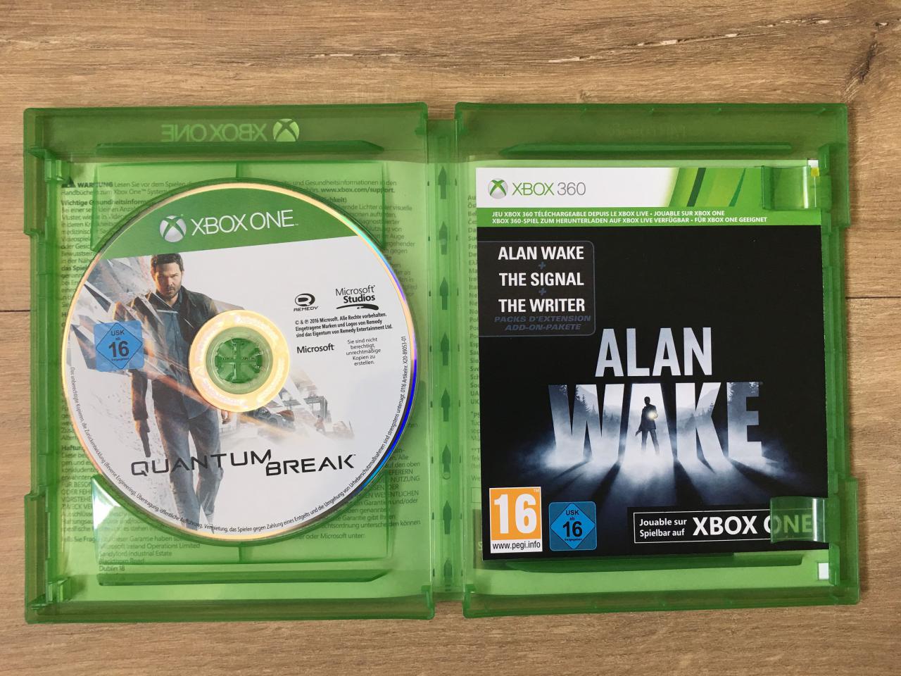 [21/04/2017] Eine heutige Spielepackung: Neben der Disc liegt Quantum Break (2016) ein Download-Key für Alan Wake (2010) bei.