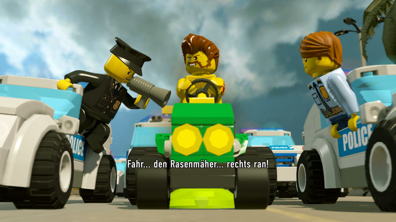 [20/04/2017] Diverse Fahrzeugangebote: Sogar auf Rasenmähern kann man durch Lego City fahren und die Stadt erkunden. Aber nur sehr sehr langsam.
