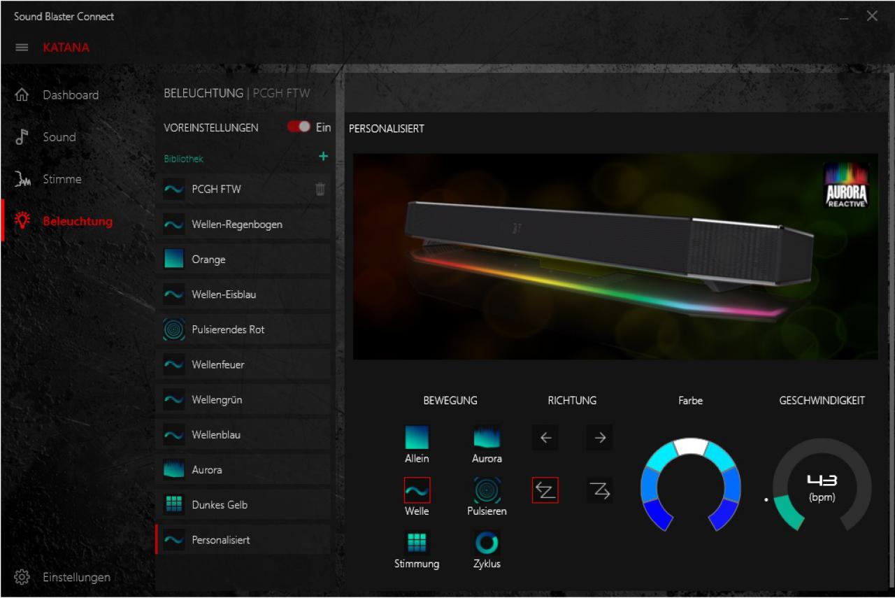 Sound Blaster Connect - Beleuchtung