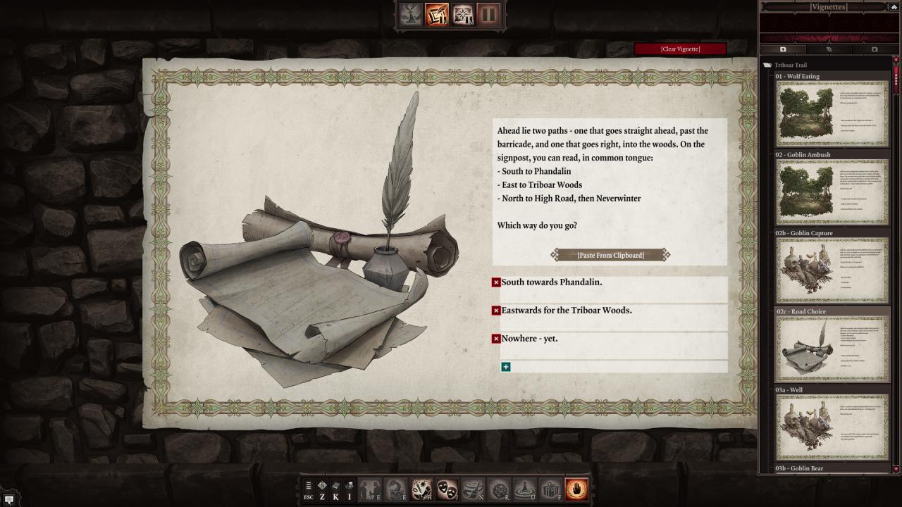 [08/05/2017] In solchen Vignetten wird die Handlung voran getrieben. Der Gamemaster kann auch während einer Partie die zur Verfügung stehen Antwortmöglichkeiten noch bearbeiten und so auf Wünsche der Spieler eingehen.