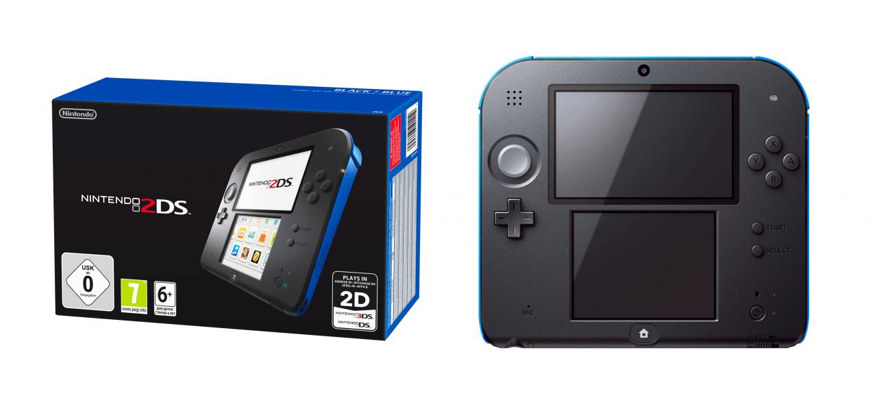 Der Nintendo 2DS und seine Verpackung.