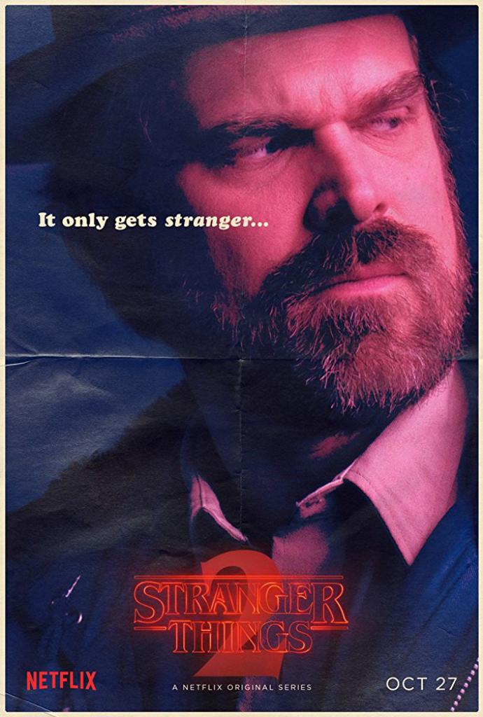 David Harbour als Jim Hopper auf dem Charakterplakat zur 2. Staffel von 