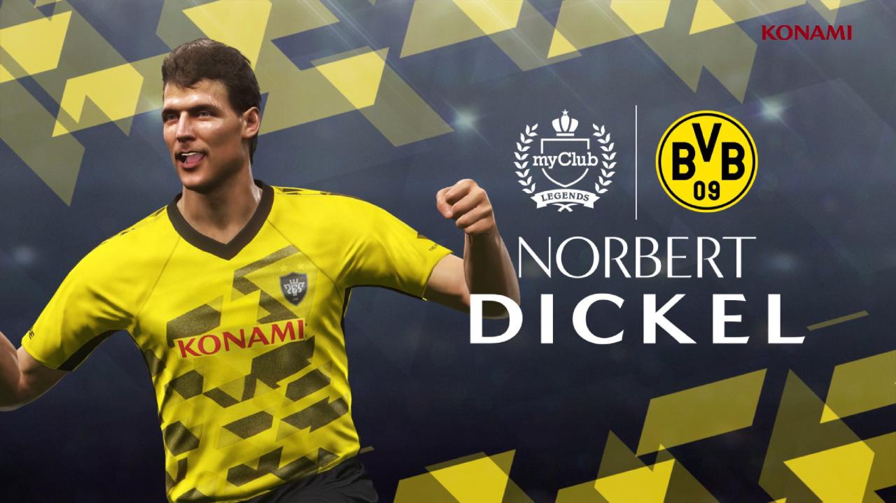[11/09/2017] Der frühere Mittelstürmer und heutige Stadionsprecher Nobby Dickel gehört zu den BVB-Legenden in PES 2018.