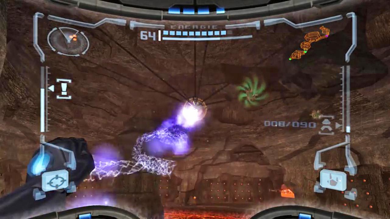Auf die klassichen Moves wie den Grapple Beam müsst ihr in Metroid Prime trotz der dritten Dimension nicht verzichten. Die Umsetzung ist sehr gut gelungen.