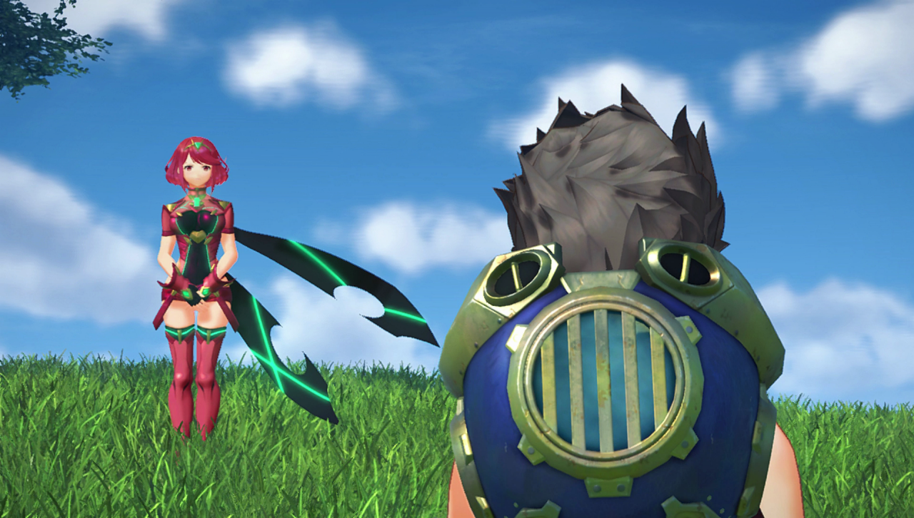 Der Protagonist Rex wird früh im Spiel zum Meister der heiligen Klinge Pyra. Die beiden haben Elysium zum Ziel, das der Sage nach die Wiege der Menschheit ist.