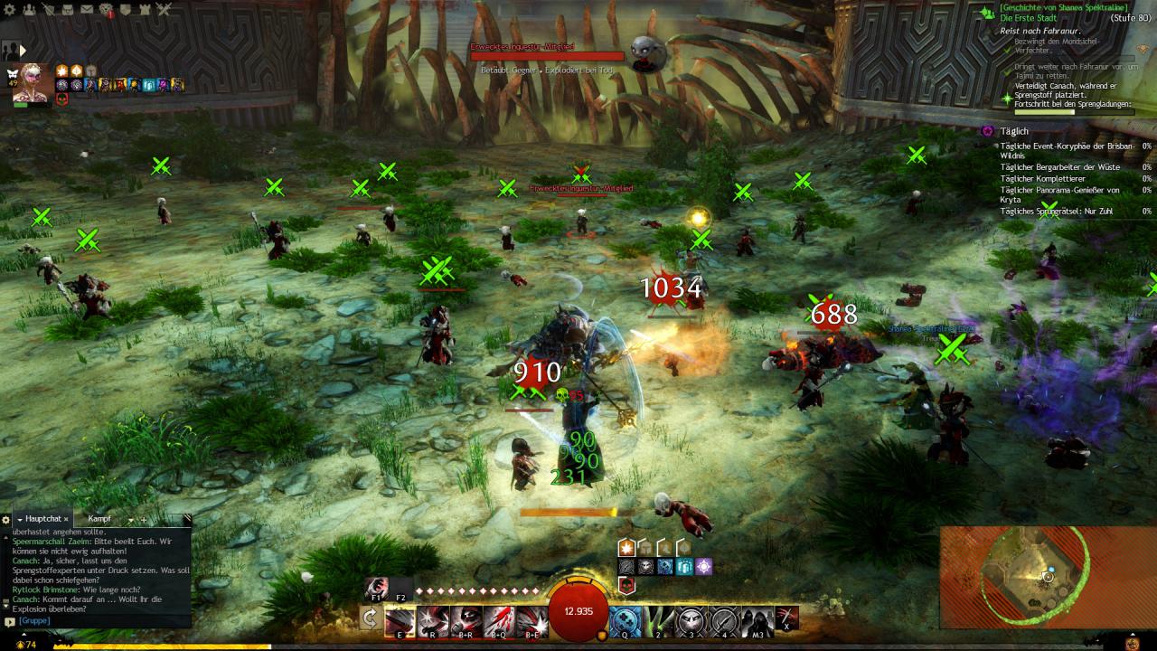 [14/02/2018] Guild Wars 2: Path of Fire -&nbsp;In dieser Quest müssen wir die zahlreichen untoten Inquestur-Mitglieder beschäftigen, während Canach seine Sprengladungen platziert.