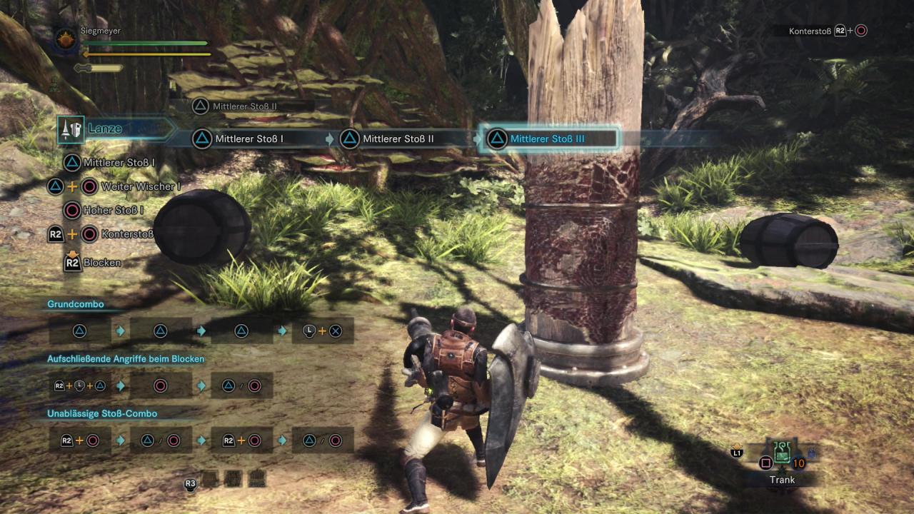 [20/02/2018] Monster Hunter World - Lanze - Einfache Kombos verkettet ihr bei zu drei Mal.