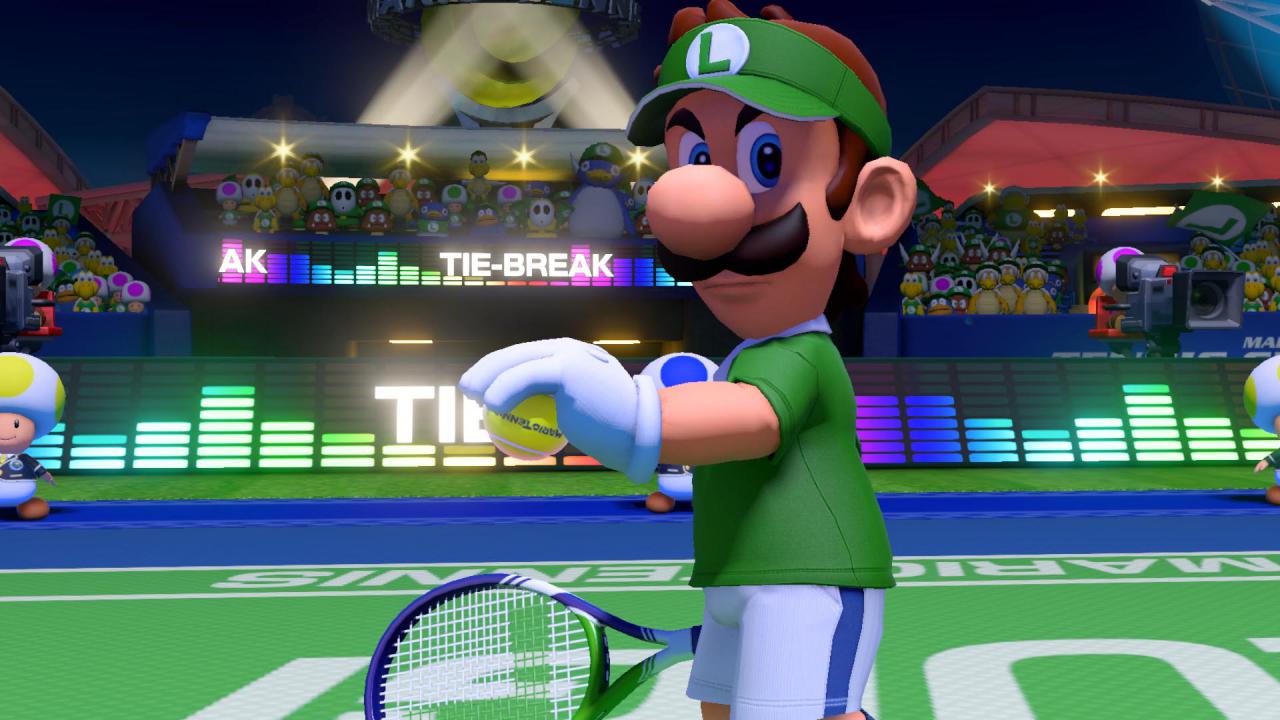 Luigi gehört natürlich standesgemäß zur Auswahl eines jeden Mario Tennis-Spiels. Im Publikum hat er sogar Fans mit passender Bekleidung wie Shirts und Mützen.