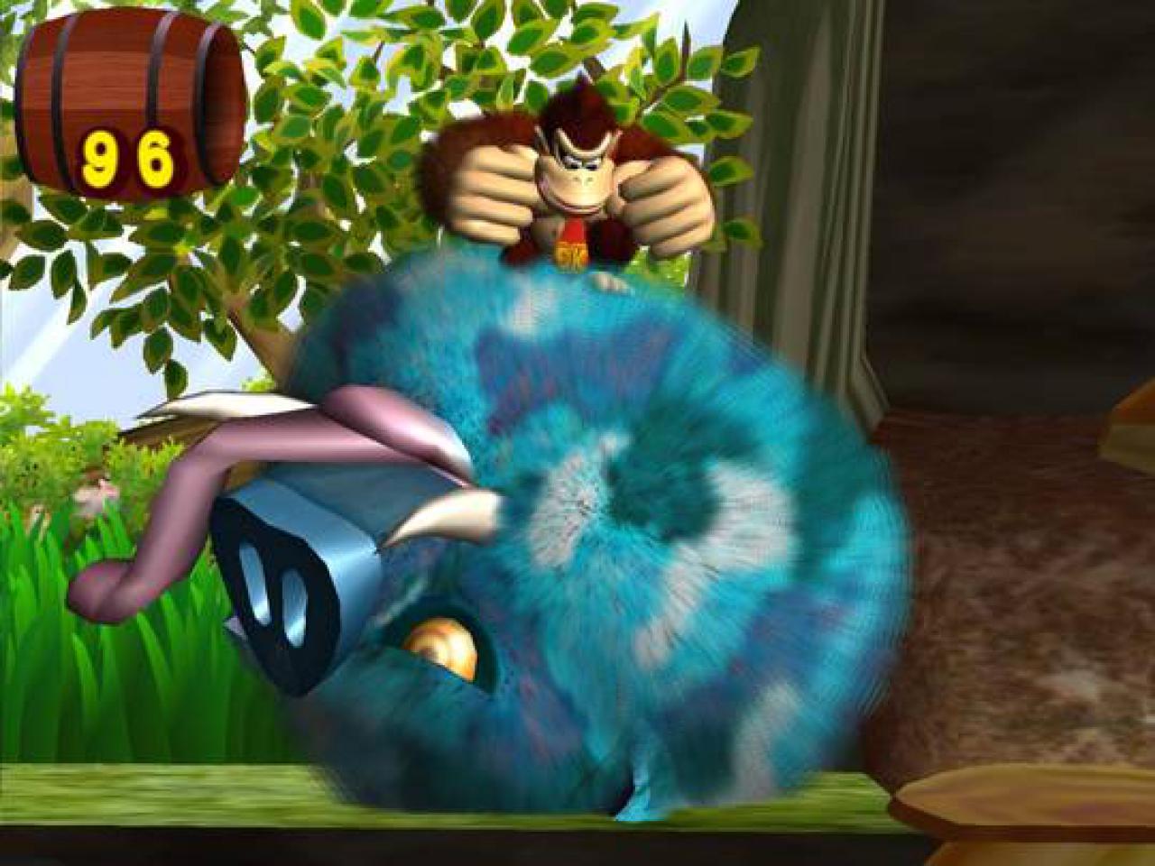 Da dröhnt der Dschungel: Das Jump & Run Donkey Kong Jungle Beat für Gamecube wurde eigens für Donkey Kongas Trommel-Controller konzipiert.