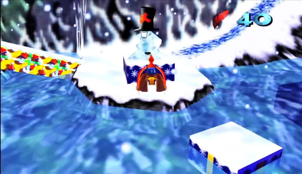 Das Design der Welten – nicht zu groß, nicht zu klein, voller Geheimisse – und der Gegner wie diesem fiesen Schneemann überzeugt, auch 19 Jahre nach dem Release.